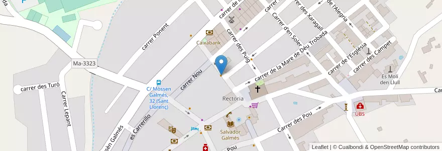 Mapa de ubicacion de Cafe Bar Nou en スペイン, バレアレス諸島, España (Mar Territorial), Llevant, バレアレス諸島, Sant Llorenç Des Cardassar.