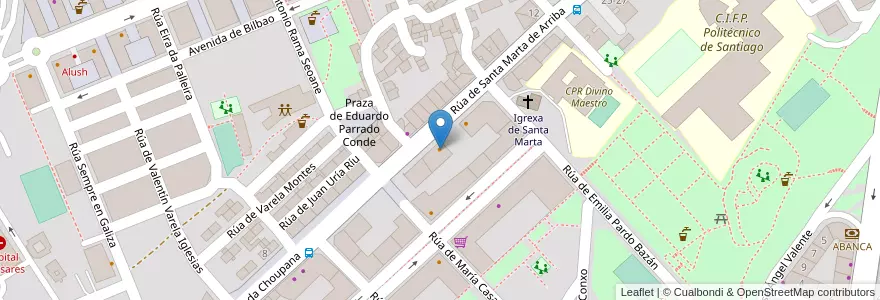 Mapa de ubicacion de Café Bar O Pedrusco en España, Galicia / Galiza, A Coruña, Santiago, Santiago De Compostela.
