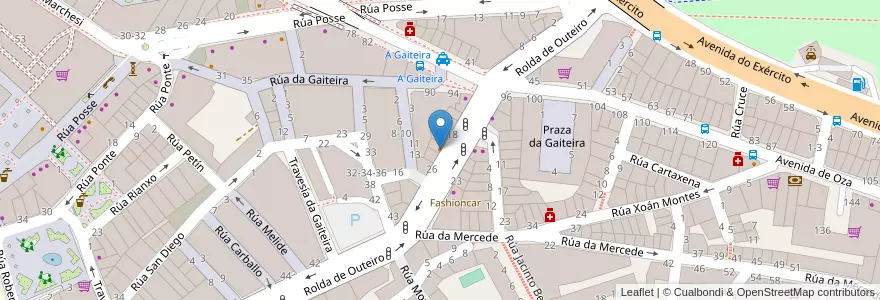 Mapa de ubicacion de Café Bar O'Raxo en إسبانيا, غاليسيا, لا كورونيا, A Coruña, لا كورونيا.