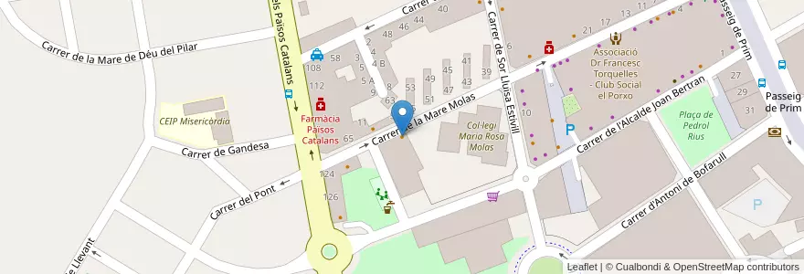 Mapa de ubicacion de Cafe-Bar Palmeras en Испания, Каталония, Таррагона, Баш-Камп, Reus.