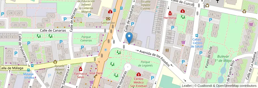 Mapa de ubicacion de Café Bar Peña en Spanien, Autonome Gemeinschaft Madrid, Autonome Gemeinschaft Madrid, Área Metropolitana De Madrid Y Corredor Del Henares, Fuenlabrada.