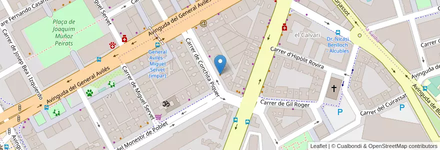 Mapa de ubicacion de Cafe bar Restaruante en İspanya, Comunitat Valenciana, València / Valencia, Comarca De València, València.
