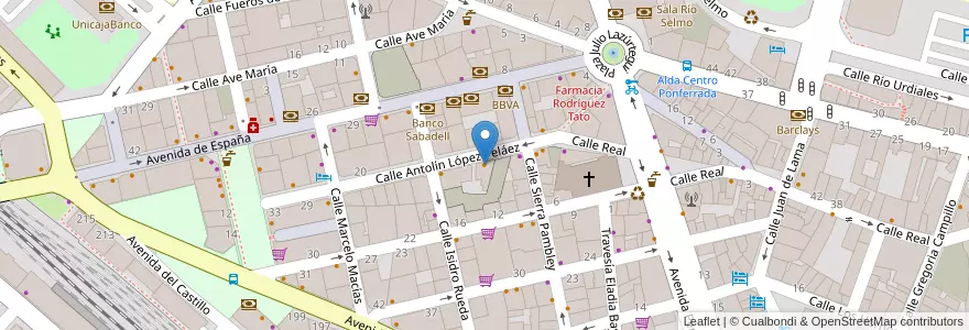 Mapa de ubicacion de Café Bar San Francisco en Espagne, Castille-Et-León, León, El Bierzo, Ponferrada.