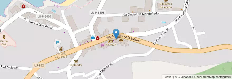 Mapa de ubicacion de Café Bar Santo Domingo en إسبانيا, غاليسيا, لوغو, A Mariña Occidental, O Vicedo.