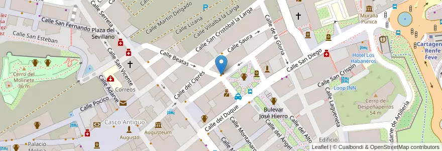 Mapa de ubicacion de Café Bar Tana en اسپانیا, Región De Murcia, Región De Murcia, Campo De Cartagena Y Mar Menor, Cartagena.