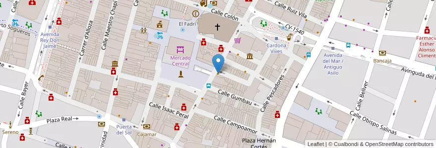 Mapa de ubicacion de Café Barista en 西班牙, Comunitat Valenciana, Castelló / Castellón, La Plana Alta, Castelló De La Plana.