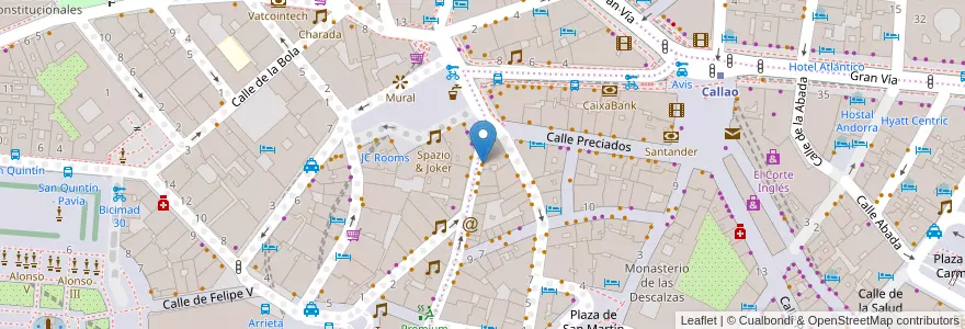 Mapa de ubicacion de Café Berlín en España, Comunidad De Madrid, Comunidad De Madrid, Área Metropolitana De Madrid Y Corredor Del Henares, Madrid.