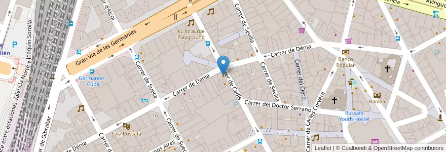 Mapa de ubicacion de Café Berlin en Spanien, Valencianische Gemeinschaft, Valencia, Comarca De València, Valencia.