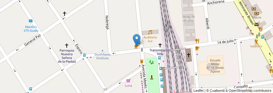 Mapa de ubicacion de Café Bicentenario en Argentina, Provincia Di Buenos Aires, Partido De Lomas De Zamora, Temperley.