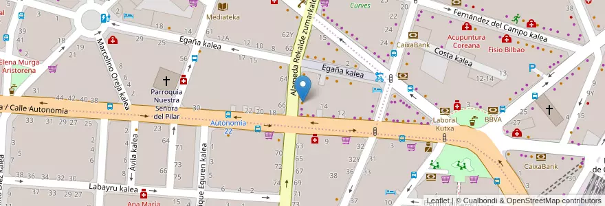 Mapa de ubicacion de Cafe bitacora en İspanya, Bask Bölgesi, Bizkaia, Bilboaldea, Bilbao.