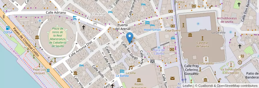 Mapa de ubicacion de Café Boheme en スペイン, アンダルシア州, Sevilla, セビリア.