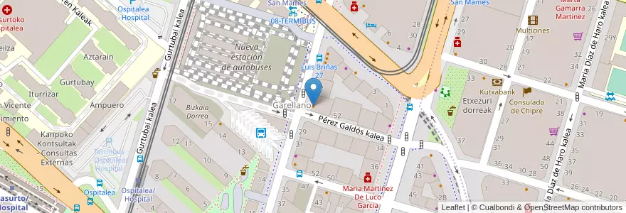 Mapa de ubicacion de Café Briñas en İspanya, Bask Bölgesi, Bizkaia, Bilboaldea, Bilbao.