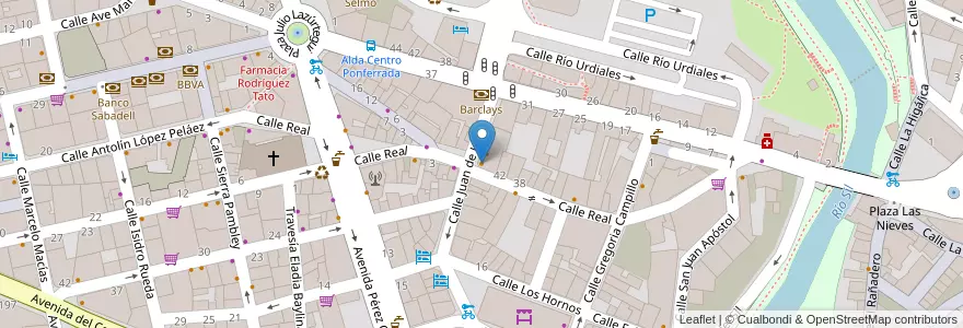 Mapa de ubicacion de Café Calle Real en スペイン, カスティーリャ・イ・レオン州, León, El Bierzo, Ponferrada.