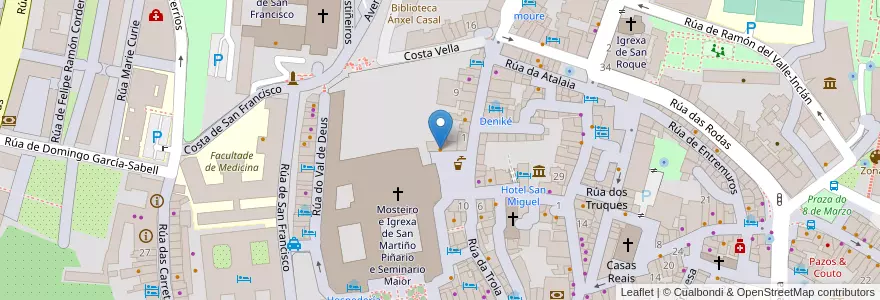 Mapa de ubicacion de Café Camaled en España, Galicia / Galiza, A Coruña, Santiago, Santiago De Compostela.