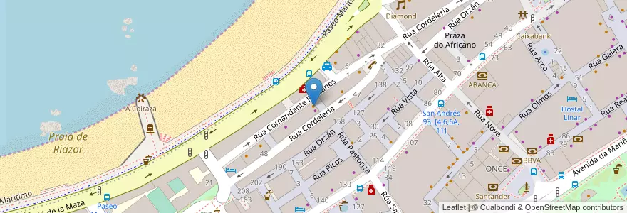 Mapa de ubicacion de Café Canela en İspanya, Galicia / Galiza, A Coruña, A Coruña, A Coruña.