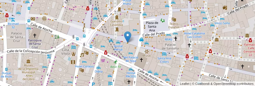 Mapa de ubicacion de Café Central en إسبانيا, منطقة مدريد, منطقة مدريد, Área Metropolitana De Madrid Y Corredor Del Henares, مدريد.