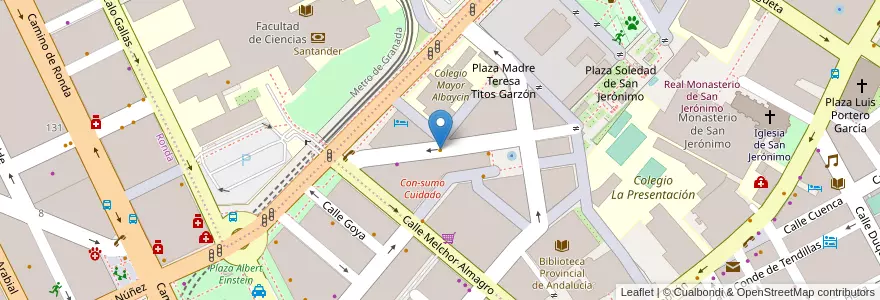 Mapa de ubicacion de Cafe cerveceria central en 西班牙, 安达鲁西亚, Granada, Comarca De La Vega De Granada, Granada.