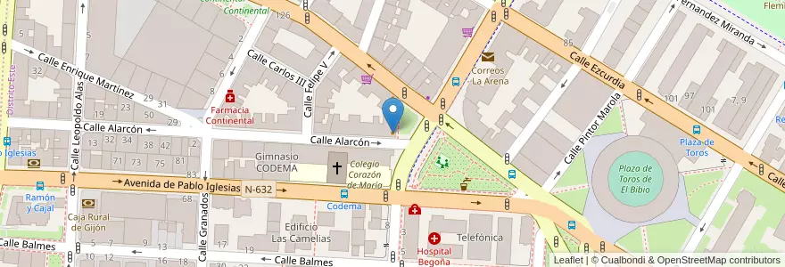 Mapa de ubicacion de Cafe Cocheras en اسپانیا, آستوریاس, آستوریاس, Gijón/Xixón.