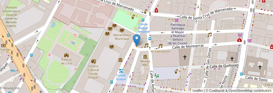 Mapa de ubicacion de Café Conde Duque en Spagna, Comunidad De Madrid, Comunidad De Madrid, Área Metropolitana De Madrid Y Corredor Del Henares, Madrid.