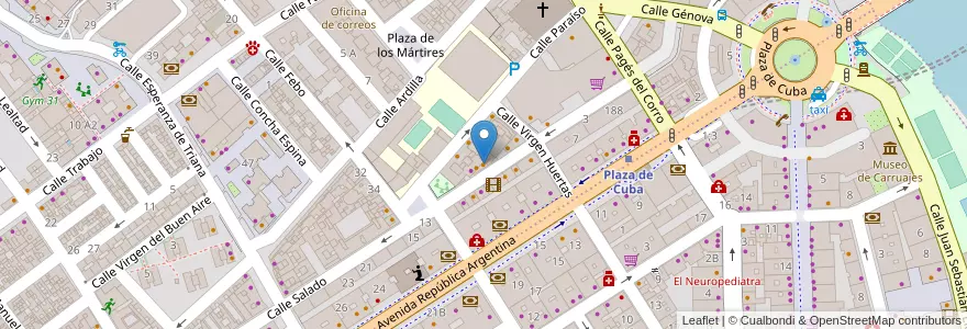 Mapa de ubicacion de Café-Copas Salado Seis en 스페인, Andalucía, Sevilla, 세비야.