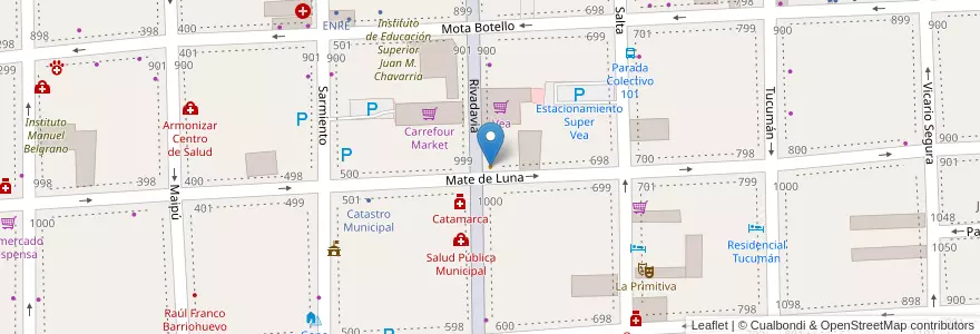 Mapa de ubicacion de Cafe Crema Restobar en 아르헨티나, Catamarca, Departamento Capital, Municipio De San Fernando Del Valle De Catamarca, San Fernando Del Valle De Catamarca.