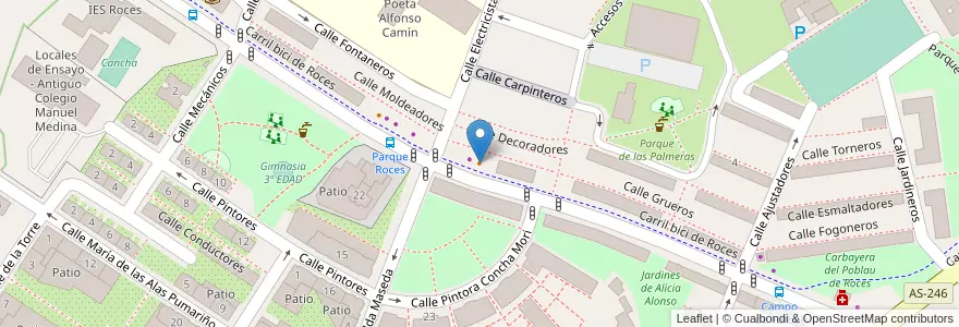 Mapa de ubicacion de Cafe de Alteis en 스페인, 아스투리아스, 아스투리아스, Gijón/Xixón.