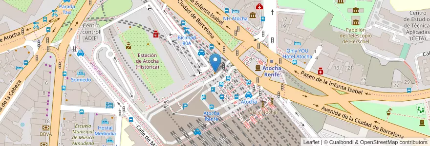 Mapa de ubicacion de Café de La Estación en Spain, Community Of Madrid, Community Of Madrid, Área Metropolitana De Madrid Y Corredor Del Henares, Madrid.
