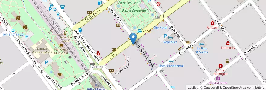 Mapa de ubicacion de Café de la Música en Аргентина, Кордова, Departamento General San Martín, Pedanía Villa María, Municipio De Villa María, Villa María.