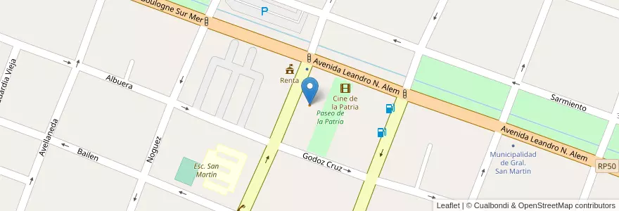 Mapa de ubicacion de Café de la Patria en Argentinien, Chile, Mendoza, Departamento San Martín, Distrito Ciudad De San Martín.