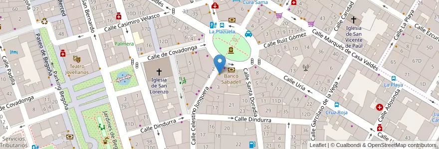 Mapa de ubicacion de Café de las Flores Azules en Испания, Астурия, Астурия, Gijón/Xixón.
