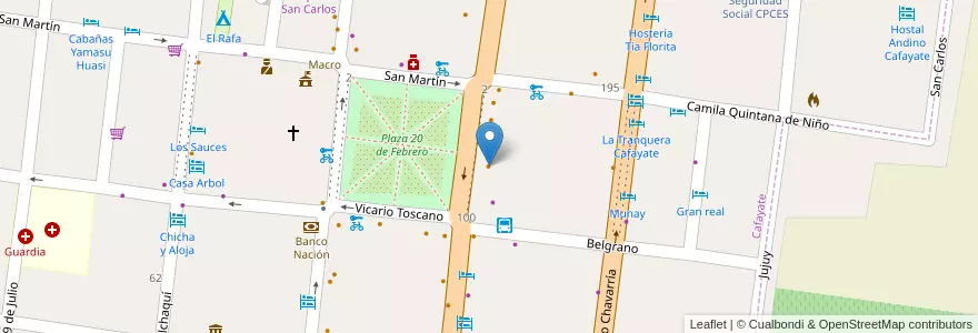 Mapa de ubicacion de Cafe de las Viñas en 아르헨티나, Salta, Cafayate, Municipio De Cafayate.
