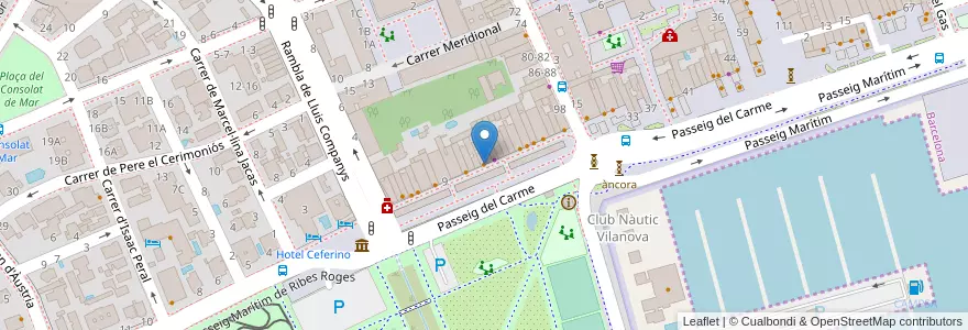 Mapa de ubicacion de Cafè de les Arts en Испания, Каталония, Барселона, Гарраф, Vilanova I La Geltrú.
