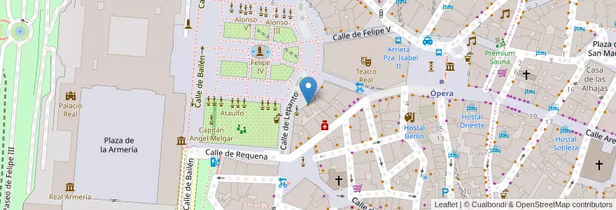 Mapa de ubicacion de Café de Oriente en Spanien, Autonome Gemeinschaft Madrid, Autonome Gemeinschaft Madrid, Área Metropolitana De Madrid Y Corredor Del Henares, Madrid.
