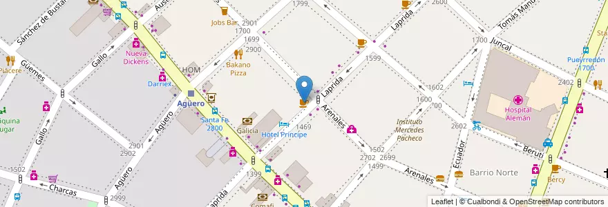 Mapa de ubicacion de Café de Quartier, Recoleta en アルゼンチン, Ciudad Autónoma De Buenos Aires, Comuna 2, ブエノスアイレス.