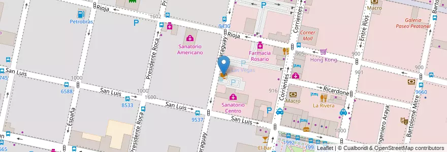Mapa de ubicacion de Café del Centro en الأرجنتين, سانتا في, Departamento Rosario, Municipio De Rosario, روساريو.