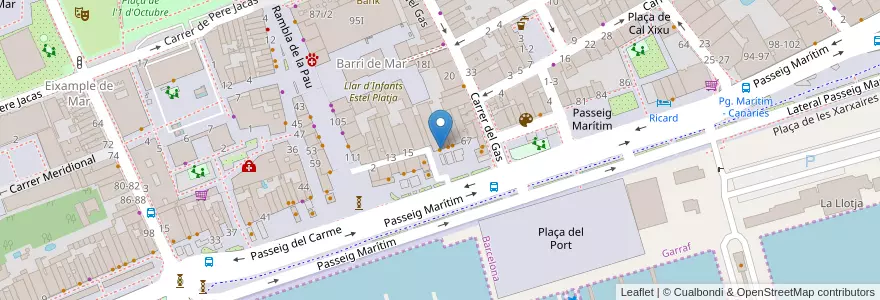 Mapa de ubicacion de Café del Mar en スペイン, カタルーニャ州, Barcelona, Garraf, Vilanova I La Geltrú.
