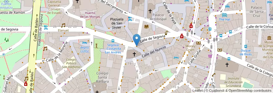 Mapa de ubicacion de Café del Nuncio en اسپانیا, بخش خودمختار مادرید, بخش خودمختار مادرید, Área Metropolitana De Madrid Y Corredor Del Henares, مادرید.