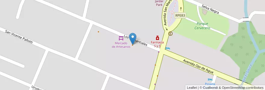 Mapa de ubicacion de Cafe del Sol en Argentine, Córdoba, Departamento Calamuchita, Pedanía Los Reartes, Municipio De Villa General Belgrano, Villa General Belgrano.