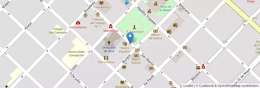Mapa de ubicacion de Cafe del Teatro en アルゼンチン, ブエノスアイレス州, Partido De Azul.