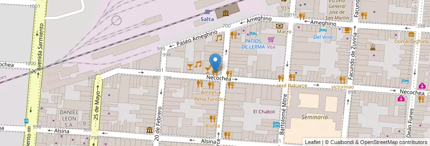 Mapa de ubicacion de Café del Tiempo en Arjantin, Salta, Capital, Municipio De Salta, Salta.