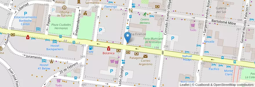 Mapa de ubicacion de Cafe Delirante en 아르헨티나, 칠레, 리오네그로주, Departamento Bariloche, Municipio De San Carlos De Bariloche, San Carlos De Bariloche.