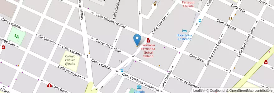Mapa de ubicacion de Cafè dels Artistes en スペイン, バレンシア州, Castelló / Castellón, La Plana Alta, Castelló De La Plana.