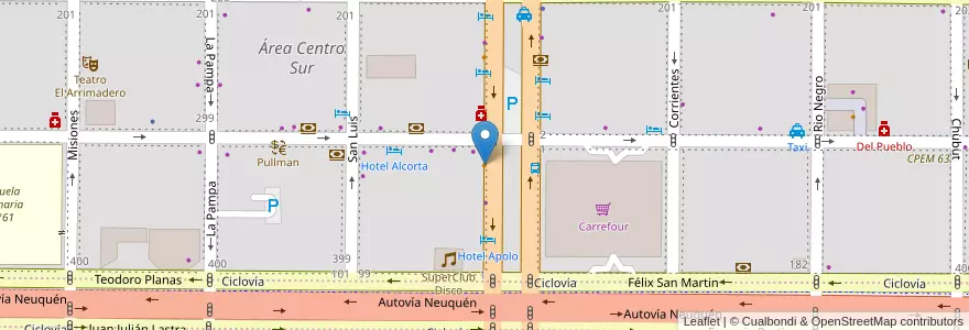 Mapa de ubicacion de Cafe domingo en 아르헨티나, 칠레, 네우켄주, Departamento Confluencia, Municipio De Neuquén, Neuquén.