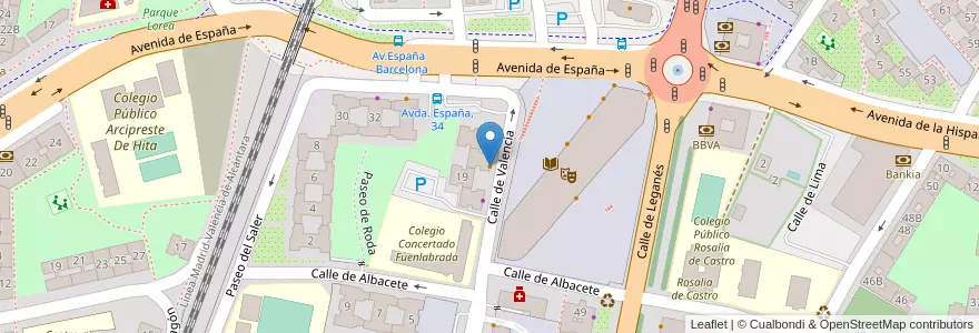 Mapa de ubicacion de Café El Río en España, Comunidad De Madrid, Comunidad De Madrid, Área Metropolitana De Madrid Y Corredor Del Henares, Fuenlabrada.