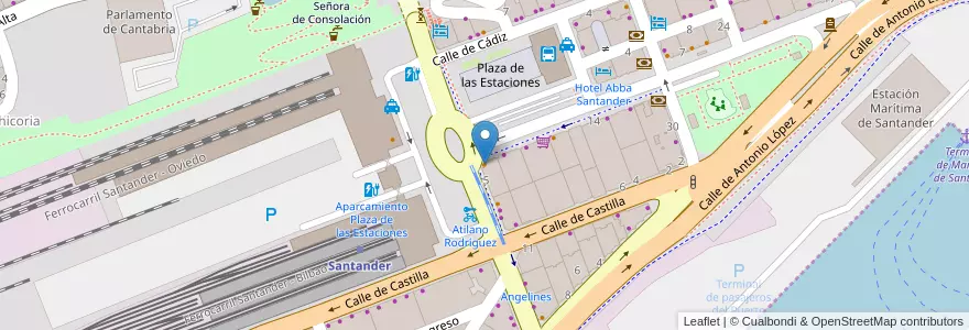 Mapa de ubicacion de Café Español en اسپانیا, Cantabria, استان کانتابریا, Santander, Santander.