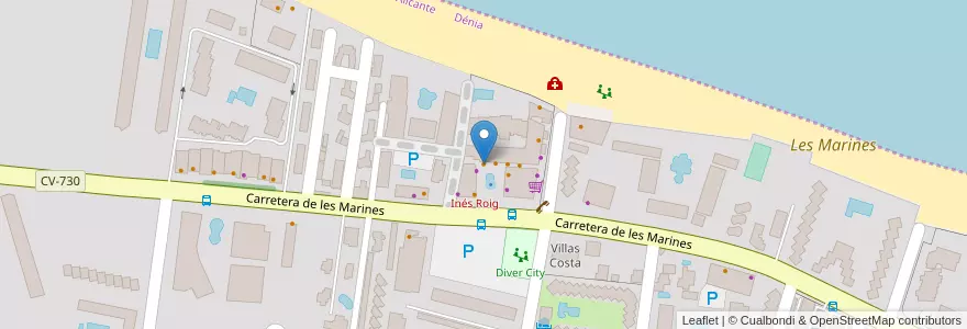 Mapa de ubicacion de Café Fornés en スペイン, バレンシア州, Dénia.