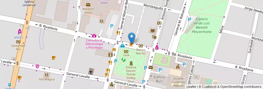 Mapa de ubicacion de Cafe Godoy Cruz en 아르헨티나, 칠레, Mendoza, Godoy Cruz, Departamento Godoy Cruz, Distrito Ciudad De Godoy Cruz.