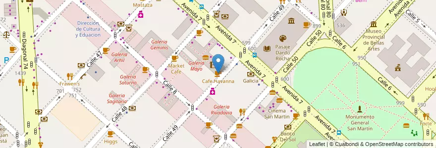 Mapa de ubicacion de Cafe Havanna, Casco Urbano en Argentina, Buenos Aires, Partido De La Plata, La Plata.