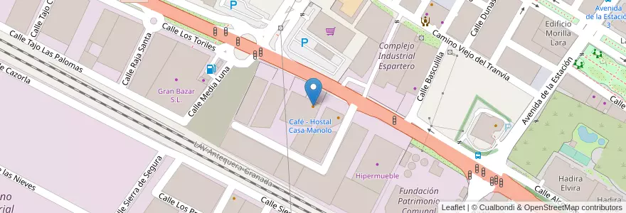 Mapa de ubicacion de Café - Hostal Casa Manolo en İspanya, Andalucía, Granada, Comarca De La Vega De Granada, Atarfe.