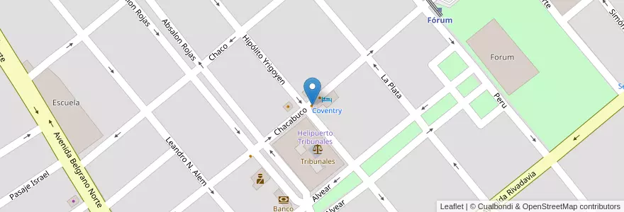 Mapa de ubicacion de Cafe Hotel Coventry en アルゼンチン, サンティアゴ・デル・エステロ州, Departamento Capital, Santiago Del Estero.